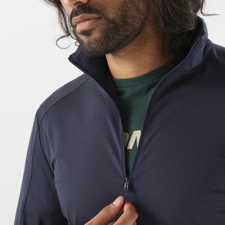 Sudaderas Salomon Essential Lightwarm Half Zip Hombre Azul Marino | MX XFMS678